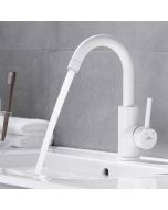 Auralum grifo de lavabo blanco grifo mezclador de baño con rotación de 360°