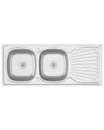 vidaXL fregadero de cocina doble seno acero inoxidable 1200x500x155 mm