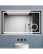 Espejo de baño LED 120×70cm + espejo de aumento + bluetooth