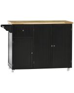 Isla de cocina madera de caucho, mdf 135x45x94.5 cm homcom