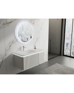 Conjunto mueble Tiberwolf, lavabo en resina y espejo LED 100x50x50