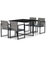 vidaXL set de comedor de jardín 5 pzas y cojines ratán sintético gris