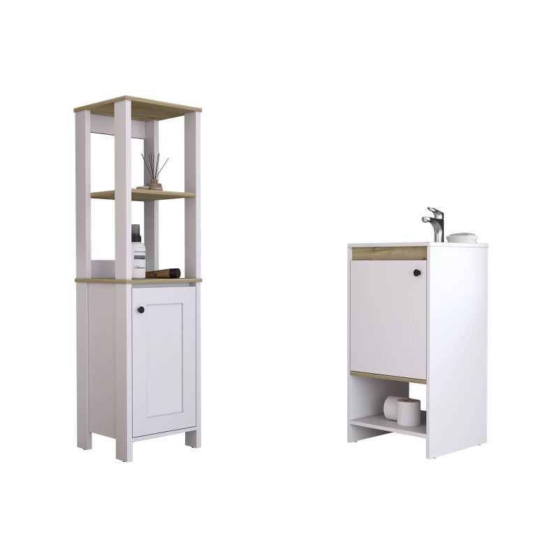 Conjunto Malaga, Mueble Columna De Baño 1 Puerta + Estanteria De Baño Sobre  Inodoro