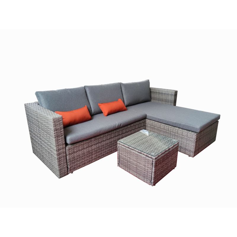 Sofa Chaise Longue Ratan Modelo MS029-1-GR, Muebles de Jardin y Terraza Brico Depôt