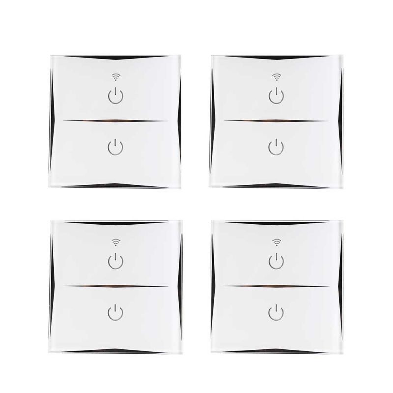 Pack 4 Interruptores Dobles WiFi de Pared vía Smartphone/APP 7hSevenOn Home