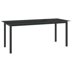 vidaXL mesa de jardín de aluminio y vidrio negro 190x90x74cm