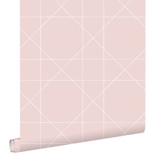 Estahome papel pintado líneas gráficas rosa viejo - 0,53 x 10,05 m - 139091