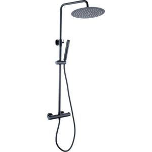 Columna de ducha termostática ebro negra mate  ø 30cm negro