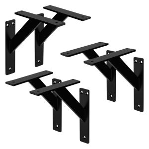 Set de 6x soporte de estante 180x180 mm negro