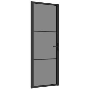 vidaXL puerta interior vidrio egs y aluminio negro 76x201,5 cm