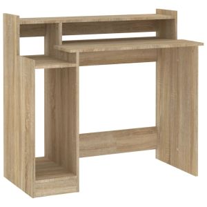 vidaXL escritorio con LED madera contrachapada roble sonoma 97x45x90cm