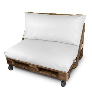 Cojín para palets polipiel exterior blanco funda asiento 120x80x20 sin rell