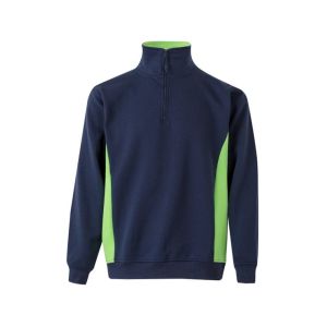 Sudadera bicolor cremallera l azul navy/verde lima