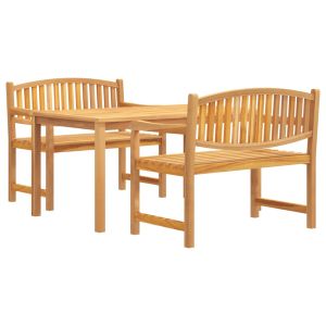 vidaXL juego de comedor para jardín 3 pzas madera maciza de teca