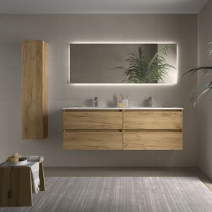 Mueble baño bequia 160cm + lavabo mineralsolid| roble |160x45x56