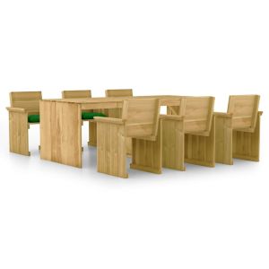 vidaXL comedor de jardín 7 pzas con cojines madera de pino impregnada