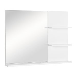 Espejo de pared mdf, espejo color blanco 60x10x48 cm kleankin, hogar - baño
