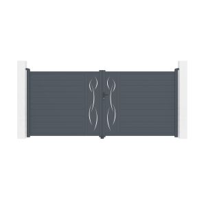 Puerta abatible 4m life al.180cm aluminio gris + 2 postes 20x20cm al.190cm