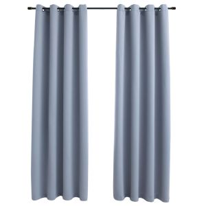 vidaXL cortinas opacas con anillas de metal 2 pzs gris 140x225 cm