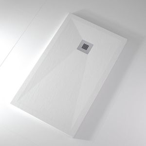 Plato de ducha pizarra onda blanco  90x180 cm rejilla inox