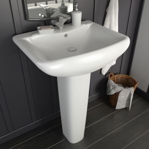 vidaXL lavabo de pie de cerámica blanco 580x470x200 mm