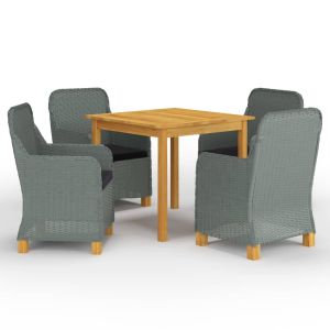 vidaXL juego de comedor para jardín de 5 piezas gris claro