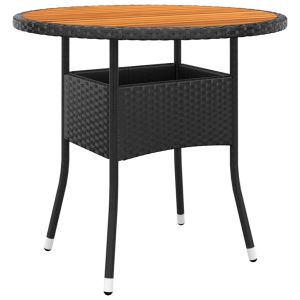 Mesa de jardín madera acacia y ratán sintético negro ø80x75 cm