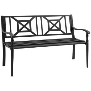 Banco de jardín acero 128x62.5x81.5 cm outsunny