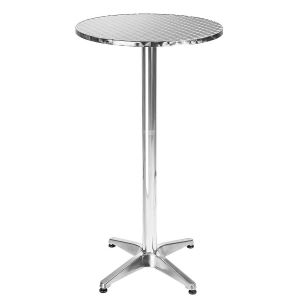 Mesa de terraza de aluminio ø60 cm ajustable en altura, plata