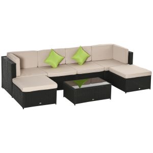 Conjunto muebles de jardín ratán pe ratán, acero 80x80x71 cm outsunny