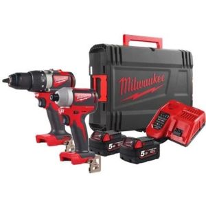 Pack taladro atornillador milwaukee m18 - atornillador de impacto m18 - 2 b