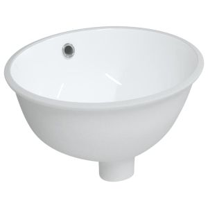 vidaXL lavabo de baño ovalado cerámica blanco 33x29x16,5 cm