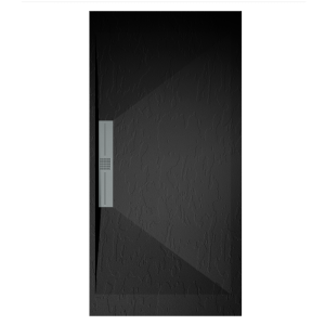 Plato de ducha pizarra edis negro  90x130 cm rejilla inox