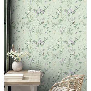 Papel pintado gaulan lavable de ramas flores y pájaros estilo 5.23m²