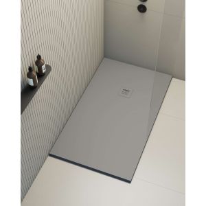 Plato de ducha poalgi - 75x190 cm - gris - extraplano, antideslizante