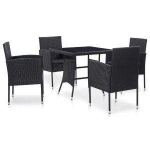 vidaXL juego de comedor de jardín 5 piezas de ratán sintético negro