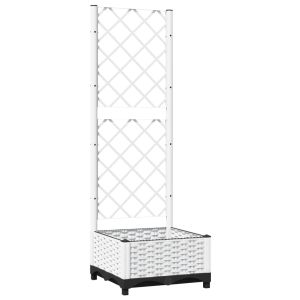 vidaXL jardinera con enrejado pp blanco 40x40x121,5 cm