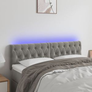 Cabecero con LED de terciopelo gris claro 160x7x78/88 cm