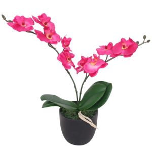 vidaXL planta artificial orquídea con macetero 30 cm roja