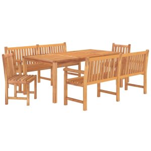 vidaXL juego de comedor para jardín 5 piezas madera maciza de teca