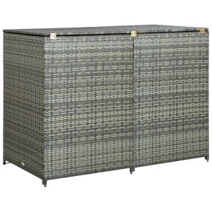 vidaXL cobertizo doble para contenedor ratán pe gris 148x77x111 cm