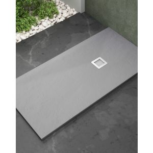 Plato ducha resina extraplano 100 x 90cm textura pizarra suave gris