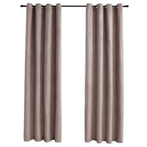 vidaXL cortinas opacas con aros de metal 2 piezas gris topo 140x245 cm