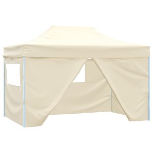 vidaXL carpa plegable profesional con 4 paredes acero color crema 3x4m