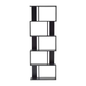 Rebecca mobili libreria 5 estante madera negro moderno 172,5x60x24