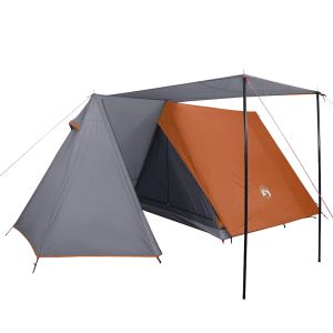 vidaXL tienda de campaña para 3 personas impermeable gris y naranja