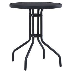 vidaXL mesa de jardín acero y vidrio negro 60 cm