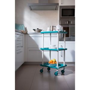 Carrito auxiliar leky, armazón gris, 3 estantes. Práctico y decorativo