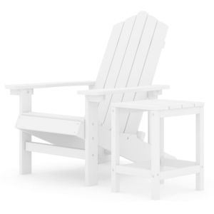 vidaXL silla de jardín adirondack con mesa hdpe blanco