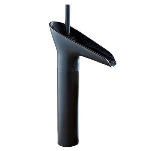 Grifo lavabo caño alto monomando retro, negro